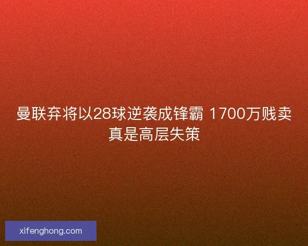 曼联弃将以28球逆袭成锋霸 1700万贱卖真是高层失策
