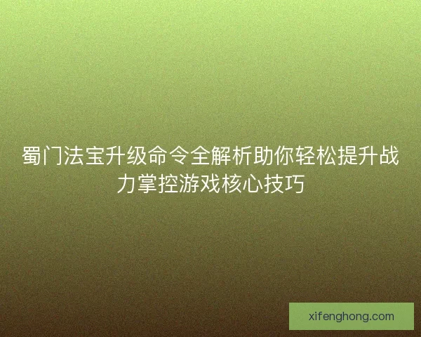 蜀门法宝升级命令全解析助你轻松提升战力掌控游戏核心技巧
