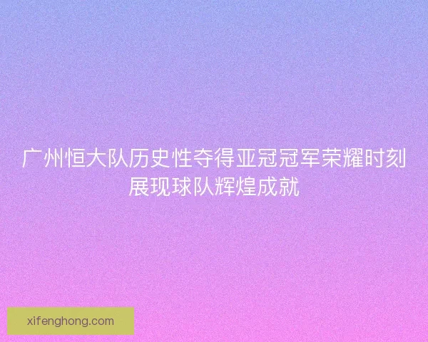 广州恒大队历史性夺得亚冠冠军荣耀时刻展现球队辉煌成就