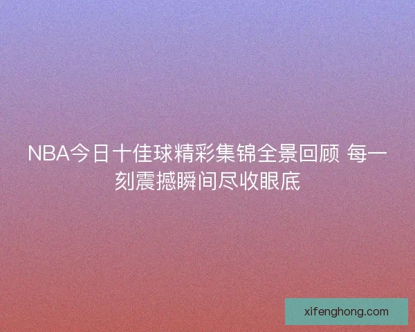 NBA今日十佳球精彩集锦全景回顾 每一刻震撼瞬间尽收眼底
