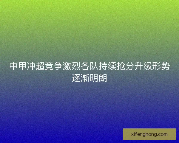 中甲冲超竞争激烈各队持续抢分升级形势逐渐明朗 中甲冲超竞争激烈各队持续抢分升级形势逐渐明朗