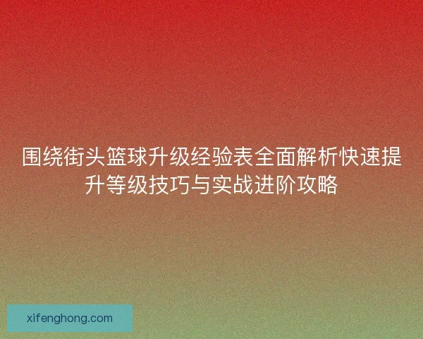 围绕街头篮球升级经验表全面解析快速提升等级技巧与实战进阶攻略