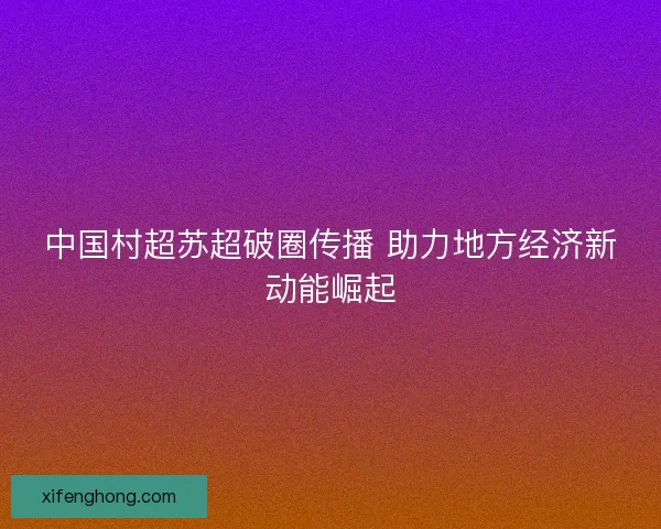 中国村超苏超破圈传播 助力地方经济新动能崛起